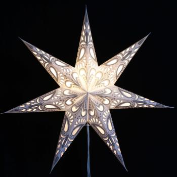Amar white/silver - Foldable glowing star, paper poinsettia with 7 points, 60 cm
